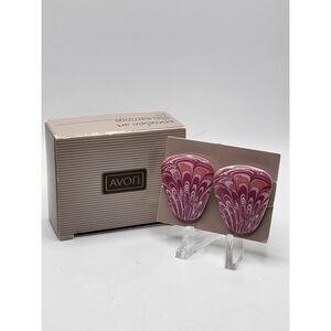 Avon Pink Porcelain Art Clip Earrings 80s Statement NOS w Box